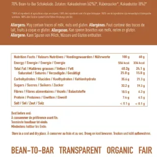 MIKE&BECKY's Piura 70% - ingredients, nutrition facts and allergens