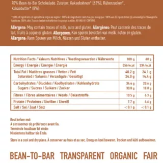 MIKE&BECKY's Maya Mountain 70% ingredients, nutrition facts and allergens