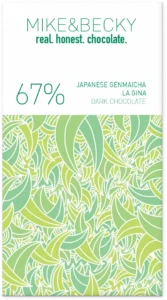 Mike&Becky Japanese Genmaicha 67% organic bean-to-bar chocolate