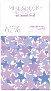 Mike&Becky Lavender Magic 62% organic bean-to-bar chocolate