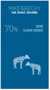 Mike&Becky Zero Added Sugar 70% organic bean-to-bar chocolate